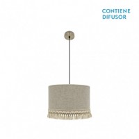 Distribuidor - Lâmpadas Diversas | Colgantes Moderno | COLGANTE VERA 2XE27 CUERO/BEIS REGX50X50 CM Ref: 186495014